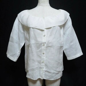 #snc Junko Shimada 49AV JUNKO SHIMADA blouse 40 white flax 7 minute sleeve lady's [736848]