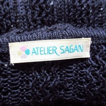 #apc アトリエサガン ATELER SAGAN カーディガン M 紺 花モチーフ フリル 麻 レディース [738933]_画像5