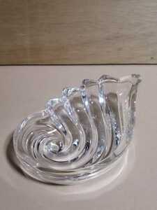 クリスタル　巻き貝皿　1950年代　アメリカ　型ガラス　プレスガラス　皿　小鉢　小物入れ　60G47m1