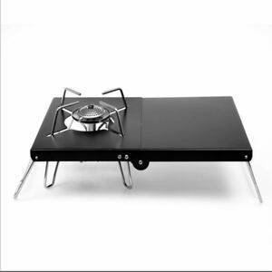 アルミ　遮熱 テーブル 折りたたみ式 軽量 コンパクト 収納バッグ付 遮熱板 シングルバーナー ブラック 
