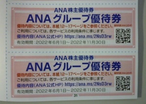 ANA グループ優待券 2枚セット 即決（複数セット有）