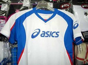 XS631B Asics Junior рубашка с коротким рукавом белый × синий 160cm* новый товар * быстрое решение *