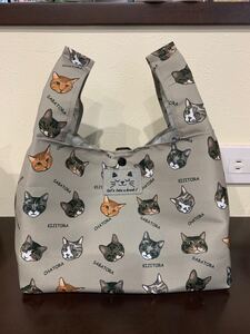 ハンドメイド☆エコバッグ・コンビニサイズ/撥水加工生地/猫柄・トラネコ