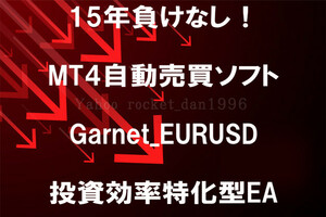 ナンピンマーチン無・損小利大・デイトレEA　Garnet　MT4専用FX自動売買ソフト　システムトレードツール
