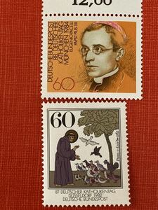 ドイツ切手★カトリックデー アッシジのフランチェスコ　ピウス12世　1987,88年b4