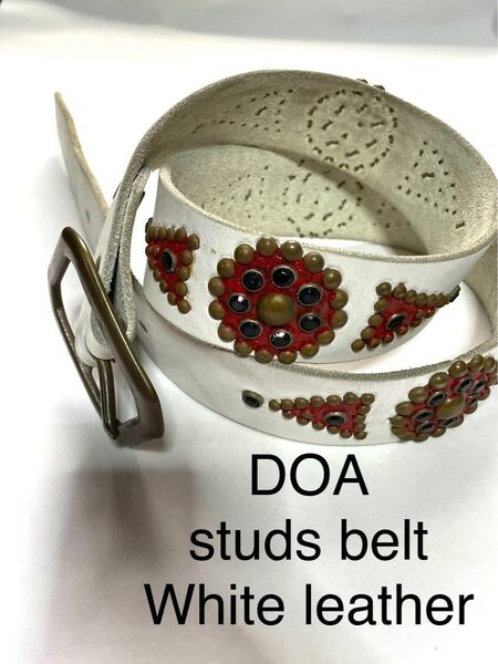 希少!DOA ディーオーエーstuds beltホワイト×レッド