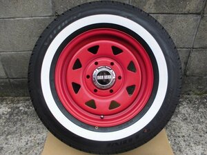 200系 ハイエース レッド 新品 ホイール ホワイトリボン タイヤ 4本SET売り 6H-139.7 15インチ 215/70R15C 109/107Q 8PR 2022年 デイトナ