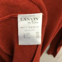 EZ2554●LANVIN en Bleu ドレープネック ニットワンピース●赤 アンゴラ混 ランバンオンブルー　フリル 薄手_画像5