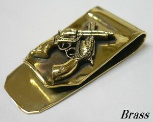 真鍮製Brassツインピストル拳銃ブラス マネークリップ