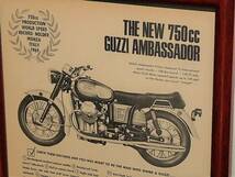 1970年 USA 70s vintage 洋書雑誌広告 額装品 Moto Guzzi Ambassador モトグッチ アンバサダー 750 / 検索 ガレージ 店舗 看板 (A4size）_画像2
