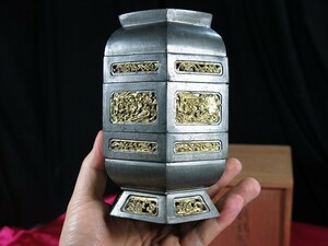 B　李朝錫製食籠　李朝時代　李王家美術工場　珍品　朝鮮半島　大韓民国　金工　食器