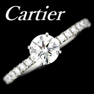 e язык cell du Cartier бриллиант 0.44ct G-VS1-EX кольцо Pt950 #45