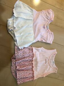 女の子ロンパース2枚セット80cmカバーオールベビー服