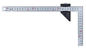 シンワ 曲尺厚手広巾 シルバー 30cm 表裏同目 8段目盛 ストッパー付 JIS 12434 対応曲尺サイズ 厚さ:2mm・巾:20mm ストッパー 。