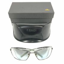 【フェンディ】本物 FENDI サングラス FF金具 SL7470 ライトブルーグレー色系×シルバー色系 メンズ レディース イタリア製 ケース 箱有_画像1