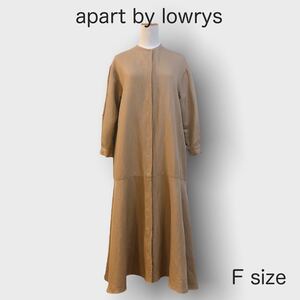 1108 apart by lowrys＊アパートバイローリーズ ロングシャツワンピース ベージュ バンドカラー 比翼仕立て 切り替えデザイン F