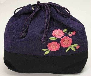  Sakura вышивка мешочек фиолетовый kisa01