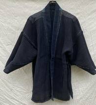 貴重 珍品 明治期 大正期 ごり麻 野良着 羽織 縞 藍染 INDIGO BLUE ガウン JAPAN VINTAGE ジャパンヴィンテージ 00s10s20s 岩手 綺麗な色味_画像9