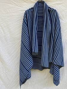 綺麗な縞柄 羽織として Vintage Bobo tribe African Indigo Big Stole 藍染め インディゴ 大判 ストール ビンテージ アフリカン