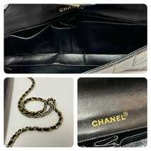 ☆CHANEL シャネル チョコバー チェーンショルダーバッグ ラムスキン 黒 ブラック 肩掛け ココマーク 6番台 ヴィンテージ_画像9