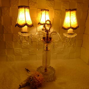 aa035*** antique style ** chandelier stand light 3 light fro Alain p. pavilion ro here Classic cloth shade /140