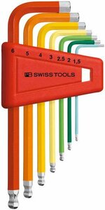 PB SWISS TOOLS スイスツール レインボー レンチセット ボール付 212H-6RB 六角レンチ レンチ 六角棒レンチ 六角棒 車 整備