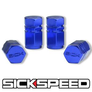 SICKSPEED　エアバルブキャップ ブルー 4個セット USDM JDM シックスピード アメリカ 北米 エアキャップ 空気 栓 蓋 ホイール