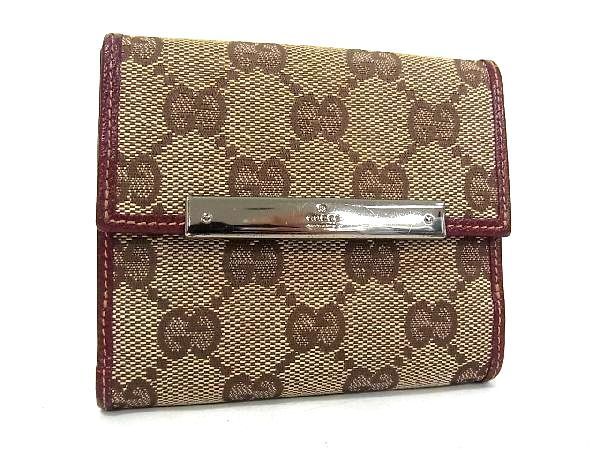 Gucci グッチ GG柄 二つ折り財布 Wホック コンパクト オフホワイト