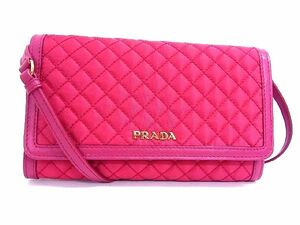 1 yen ■ Comme neuf ■ PRADA Prada Tesuto Nylon x Leather Quilting 2WAY Shoulder Wallet Wallet Diagonal Pink a1522C Oh, Sac, sac, Prada en général, Sac d'épaule