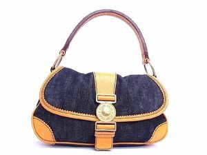 yen miumiu Miu Miu denim x leather handbag shoulder bag handbag bag handheld shoulder bag ladies black a7934Jh, fruit, Mew Mew, Bag, bag