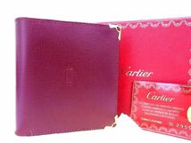 1円 ■極美品■ Cartier カルティエ マストライン レザー 二つ折り 財布 ウォレット 小銭入れ 札入れ 紳士 メンズ ボルドー系 a5698LM_画像1