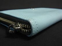 1円 ■美品■ MARC JACOBS マークジェイコブス レザー ラウンドファスナー 長財布 ウォレット 小銭入れ レディース ライトブルー系 b3159uh_画像3