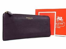 1円 COACH コーチ レザー L字ファスナー 長財布 ウォレット 小銭入れ 札入れ カード入れ レディース メンズ パープル系 a6246サk_画像1