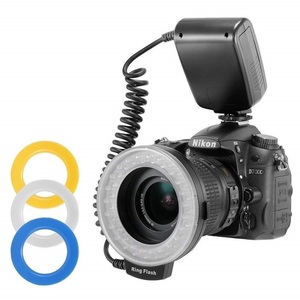 カメラ/一眼レンズカメラ用 接写専用ストロボ LED 48球 マクロリングライト/マクロリングフラッシュ Canon、Nikonに対応