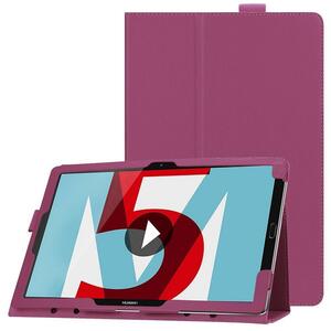 HUAWEI MediaPad M5 10.8/MediaPad M5 Pro タブレットケース マグネット開閉式 二つ折カバー 薄型 高品質 PUレザーケース☆パープル