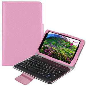 au Qua tab QZ8 for leather case attaching Bluetooth keyboard *US arrangement * light weight type high quality QZ8 (KYT32) * Japanese input correspondence * pink 