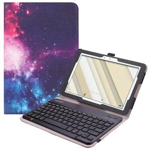 [ free shipping ]au Qua tab QZ10 KYT33 exclusive use leather case attaching Bluetooth keyboard band opening and closing type case US arrangement cosmos Milky Way 