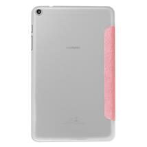 HUAWEI MediaPad T1 8.0 Firmware S8-701u 専用 三つ折クリア スマートカバー☆超薄 軽量型 スタンド機能 PUレザーケース ☆ピンク_画像2