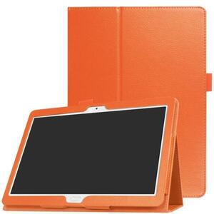 HUAWEI MediaPad M3 Lite 10専用スタンド機能付きケース　二つ折　カバー　薄型　軽量型　スタンド機能　PUレザーケース☆オレンジ