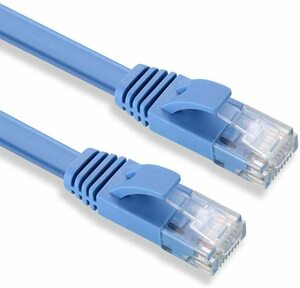 【送料無料】高速LANケーブル 30M フラットLANケーブル CAT6準拠【オスーオス】 ブルー　ADSL/FTTH/CATV/ISDN/光回線　
