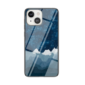 iPhone13 mini 宇宙銀河調 星空柄 背面ガラスシェルケース