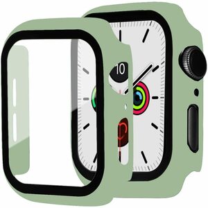 【送料無料】Apple Watch 用ケース アップルウォッチ保護ケース ガラスフィルム 一体型 アップルウォッチカバー(44mm ライムグリーン)