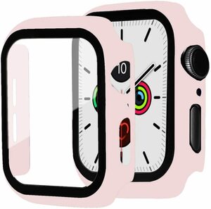 【送料無料】Apple Watch 用ケース アップルウォッチ保護ケース ガラスフィルム 一体型 アップルウォッチカバー(42mm ピンク)