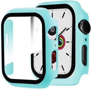 【送料無料】Apple Watch 用ケース アップルウォッチ保護ケース ガラスフィルム 一体型 アップルウォッチカバー(40mm シーブルー)