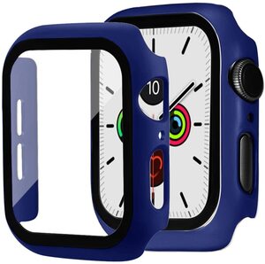 【送料無料】Apple Watch 用ケース アップルウォッチ保護ケース ガラスフィルム 一体型 アップルウォッチカバー(38mm ネイビー)