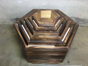 *[ excellent article .]* new goods high class furniture style planter wooden hexagon 6 ream 6 piece collection . Japanese cedar wood box cut . pot cover plant flower flower . gardening goods square pot rare article 