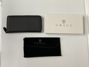 ◎【Grace/グレース】ラウンドファスナー長財布 財布 ブラック 黒 メンズ 箱あり 中古品/kb1826