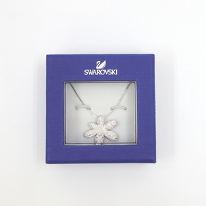 ★【SWAROVSKI】スワロフスキー フラワーネックレス ライトストーン シルバー×ホワイト/ガラス工芸品/アクセサリー/aj0648