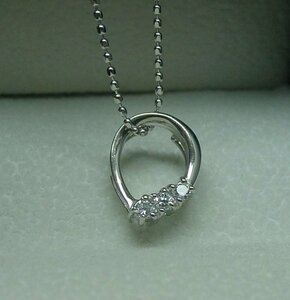 *98[T*B]courreges Courreges jewelry K10WG diamond necklace :1.6g