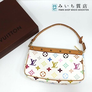 質屋 バッグ LOUIS VUITTON ルイヴィトン LV M92649 ポシェットアクセソワール マルチカラー ポーチ ホワイト 白 みいち質店